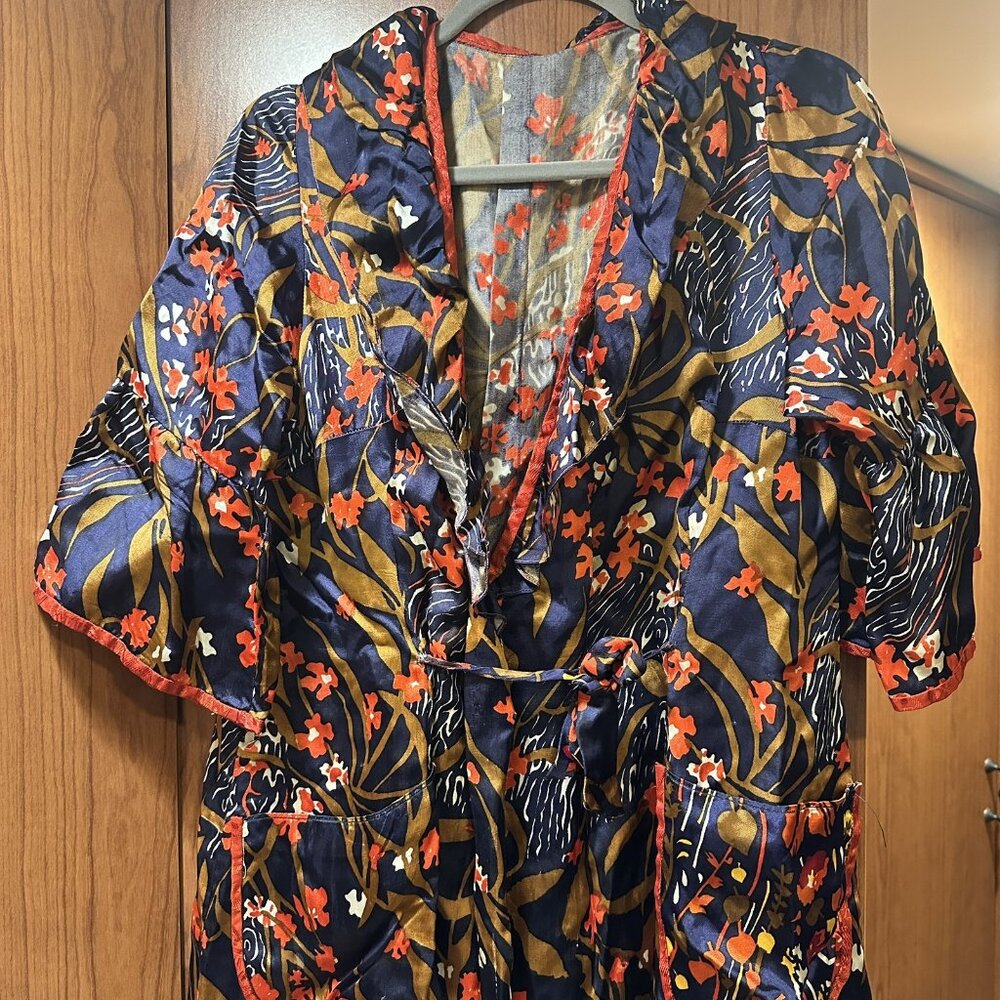 Vintage Wrap Silky Satin Robe Dressing Gown Flora… - image 2